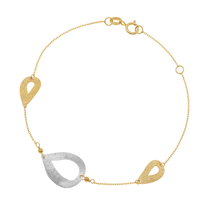 Bracelet en or jaune et argent rhodié 