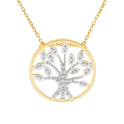Collier en or jaune et rhodié, diamants
