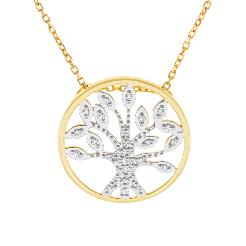 Collier en or jaune et rhodié, diamants