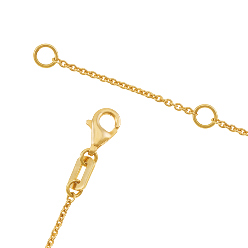 Collier en or jaune et rhodié, cristaux de synthèse marrons et perles de culture 