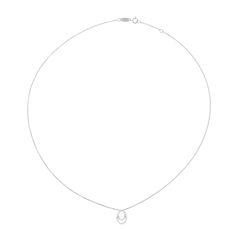 Collier en or gris et oxydes de zirconium, double ovale