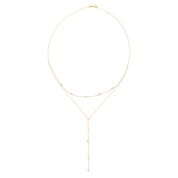 Collier en or jaune et perles de cultures, double chaînes