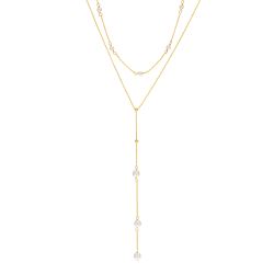 Collier en or jaune et perles de cultures, double chaînes