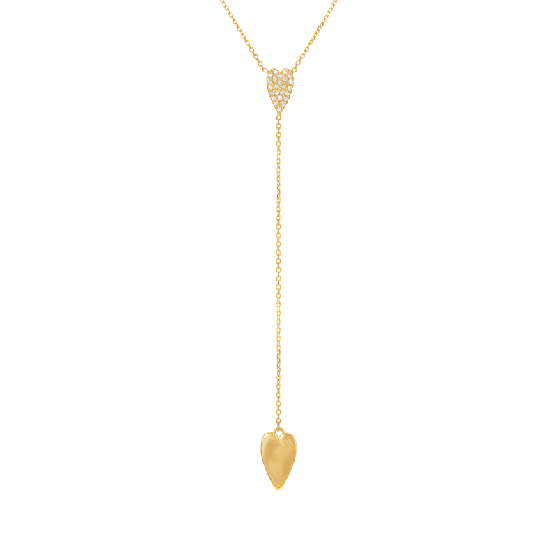 Collier en or jaune  et oxydes de zirconium, coeurs