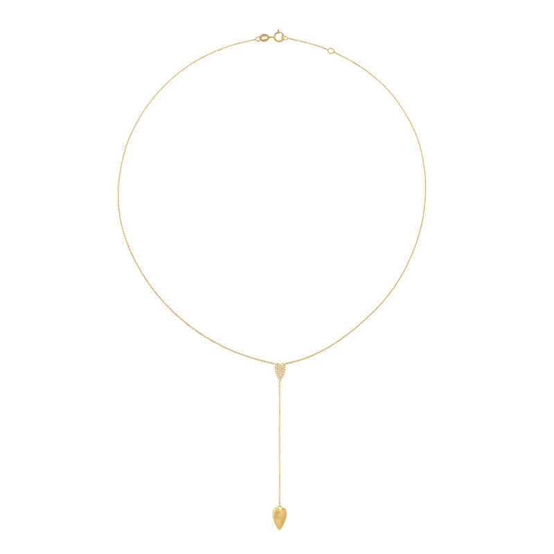 Collier en or jaune  et oxydes de zirconium, coeurs