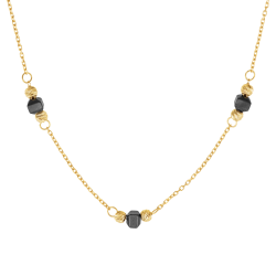 Collier en or jaune et hématites carrées