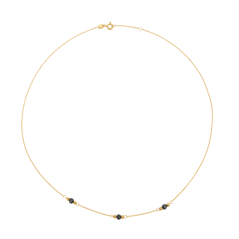 Collier en or jaune et hématites carrées