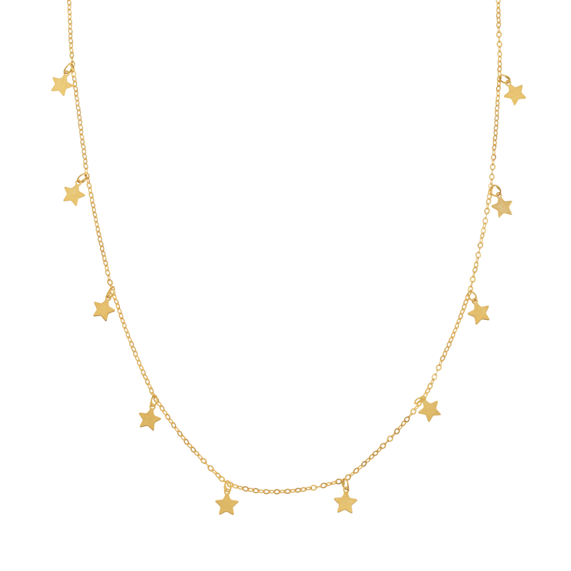Collier en or jaune, étoiles