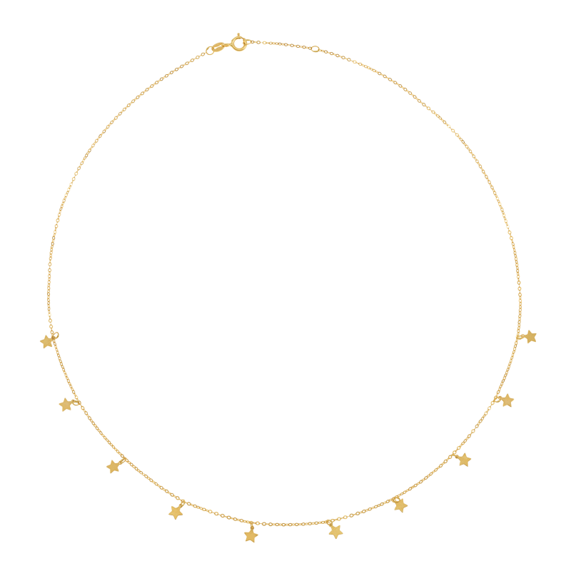 Collier en or jaune, étoiles