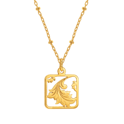 Collier en or jaune, feuille