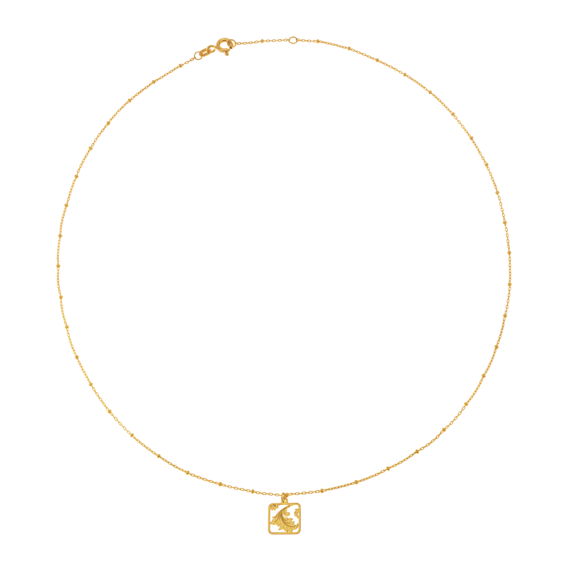Collier en or jaune, feuille