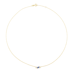 Collier en or jaune et rhodié, saphir marquise et diamants 