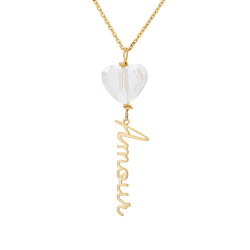 Collier en or jaune et oxyde de zirconium, Amour