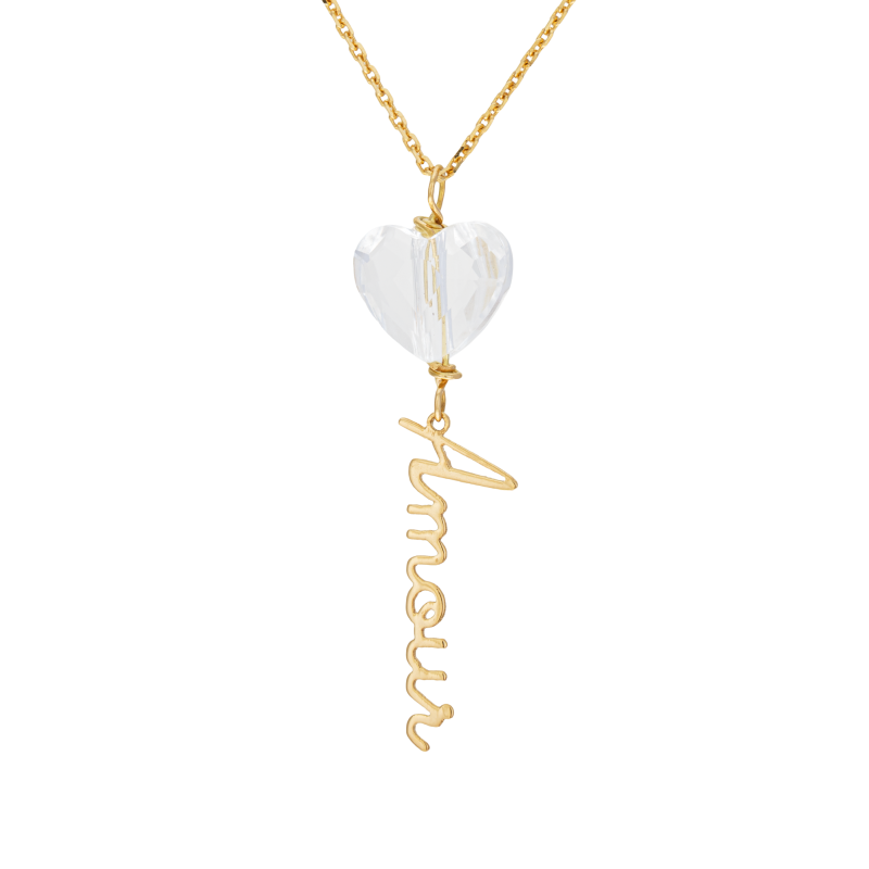 Collier en or jaune et oxyde de zirconium, Amour