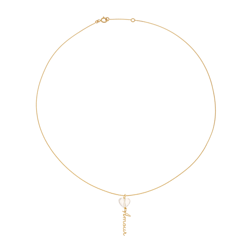 Collier en or jaune et oxyde de zirconium, Amour