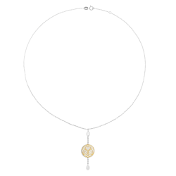 Collier en or jaune et argent rhdoié