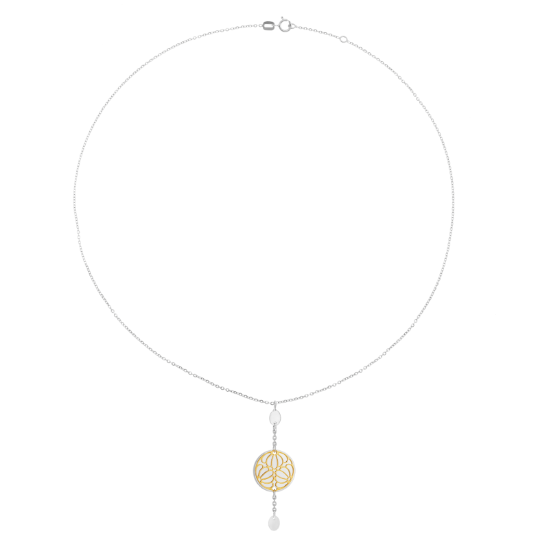 Collier en or jaune et argent rhdoié