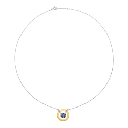 Collier en or jaune et argent rhodié, saphirs, rond