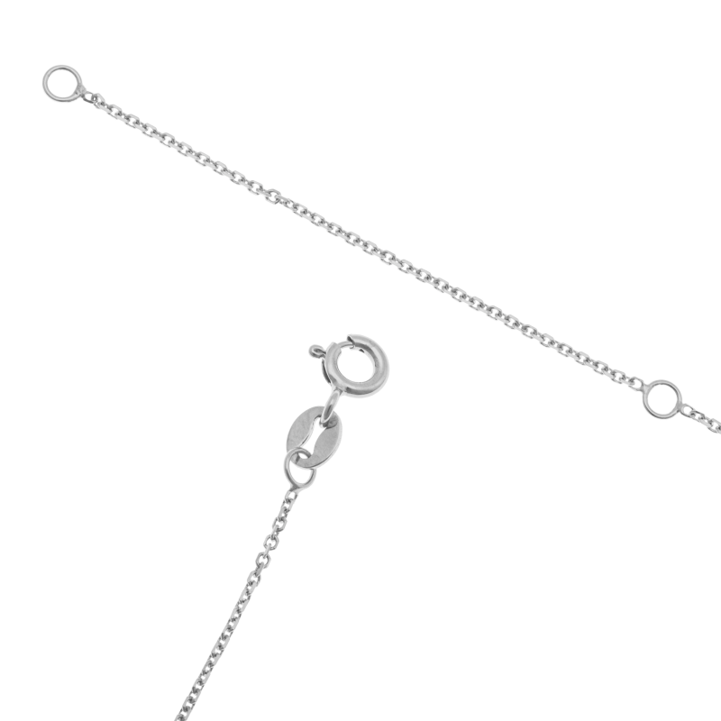 Collier sautoir en or jaune et argent rhodié, nacre, motifs ajourés 