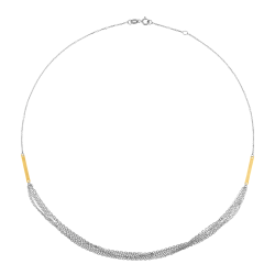 Collier en or jaune et argent rhodié, multi chaînes 