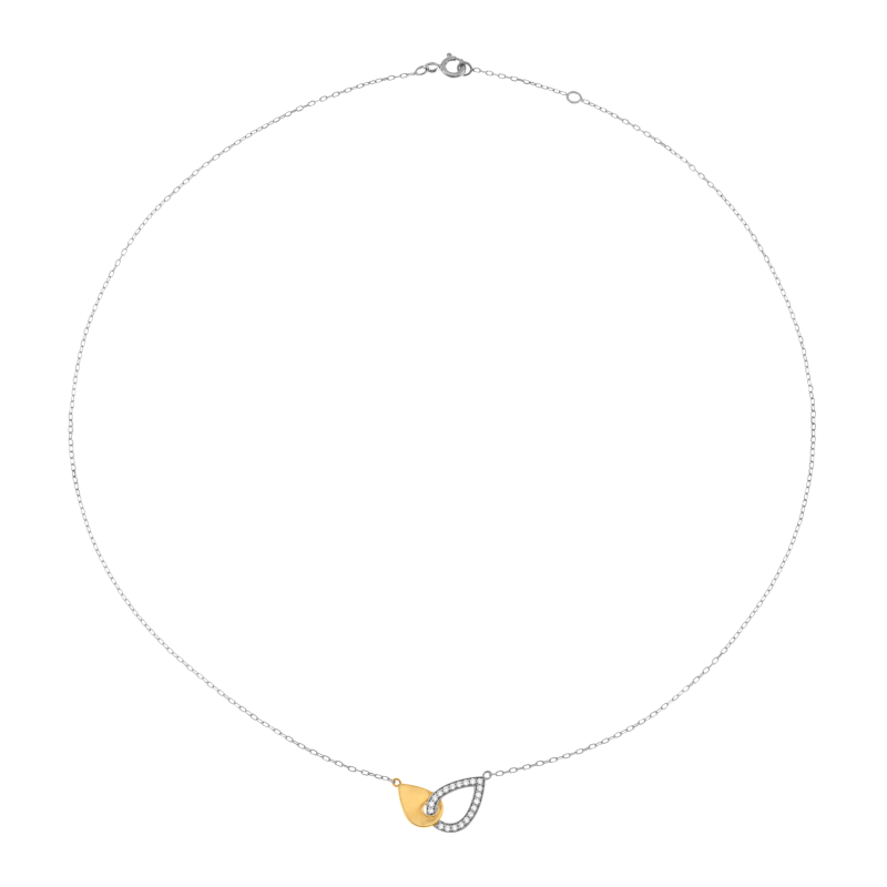 Collier en or jaune et argent rhodié, oxydes de zirconium