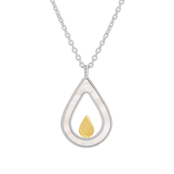 Collier en or jaune et argent rhodié, nacre, goutte