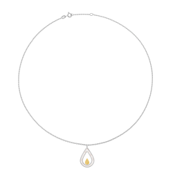 Collier en or jaune et argent rhodié, nacre, goutte
