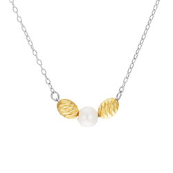 Collier en or jaune et argent rhodié, perle de culture 