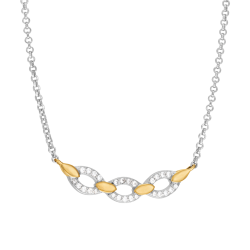 Collier en or jaune et argent rhodié, oxydes de zirconium