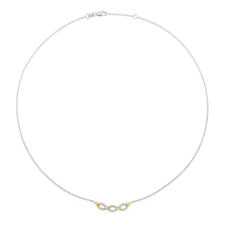 Collier en or jaune et argent rhodié, oxydes de zirconium