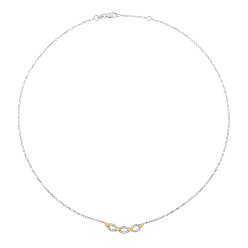 Collier en or jaune et argent rhodié, oxydes de zirconium