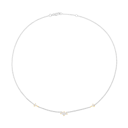 Collier en or jaune et argent rhodié, oxydes de zirconium