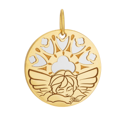 Médaille en or jaune et acier, ange