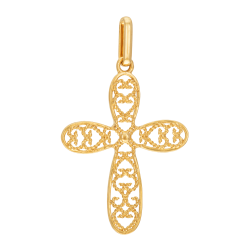 Croix en or jaune, filigrane