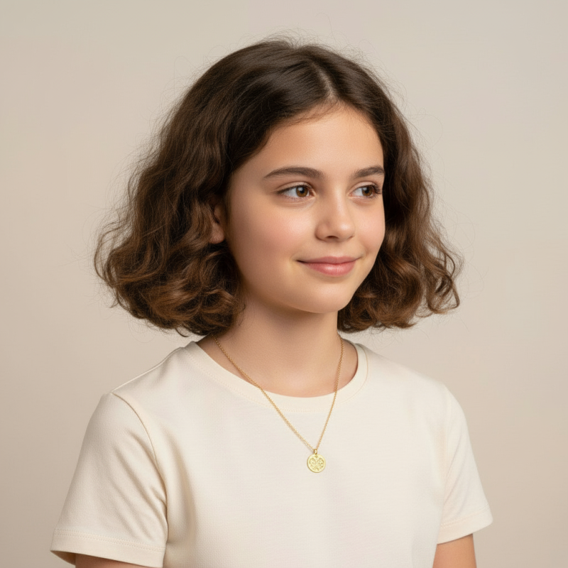 Médaille zodiaque en or jaune, gémeaux