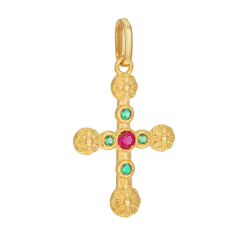 Pendentif en or jaune et oxydes de zirconium, croix