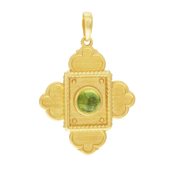 Pendentif en or jaune et péridot cabochon