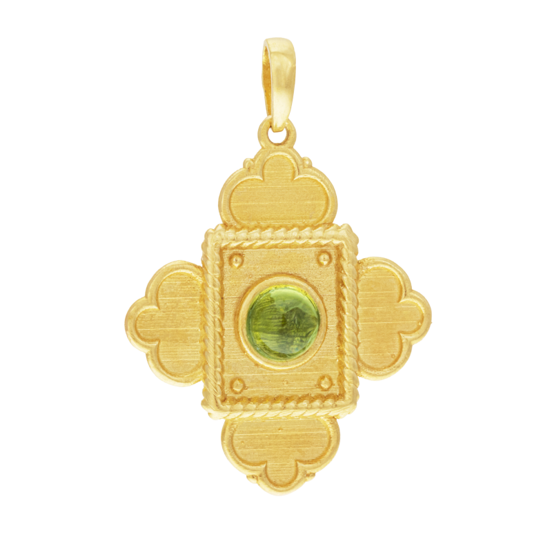 Pendentif en or jaune et péridot cabochon