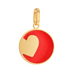 Pendentif en or jaune et laque rouge coeur 