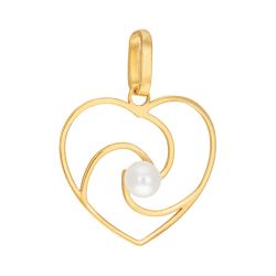 Pendentif en or jaune et perle de culture, coeur 