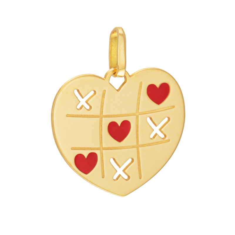Pendentif en or jaune et laque, coeur