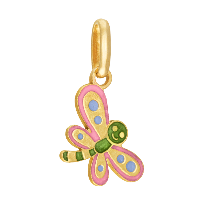 Pendentif en or jaune et laque, libellule