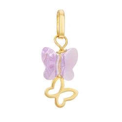 Pendentif en or jaune et cristal de synthèse, papillons