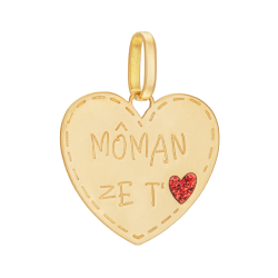 Pendentif en or jaune et laque, coeur 