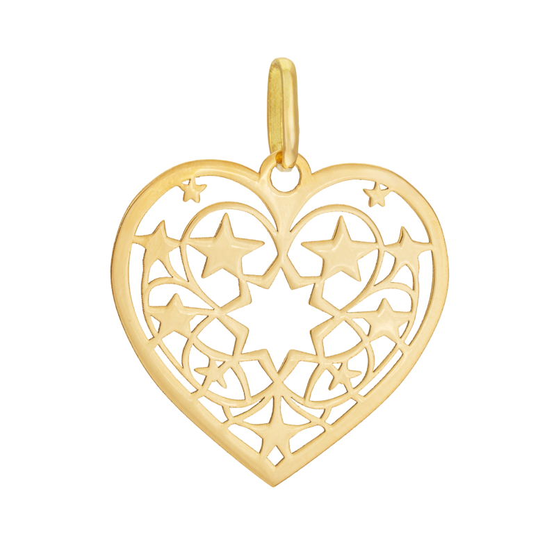 Pendentif en or jaune, coeur ajouré