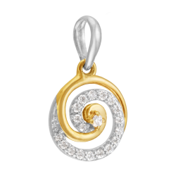Pendentif en or jaune et argent rhodié, oxydes de zirconium, rond