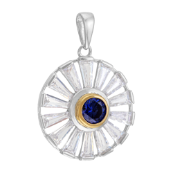 Pendentif en or jaune et argent rhodié, oxydes de zirconium