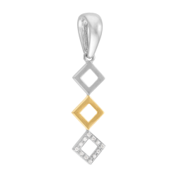 Pendentif en or jaune et argent rhodié, oxydes de zirconium, losanges