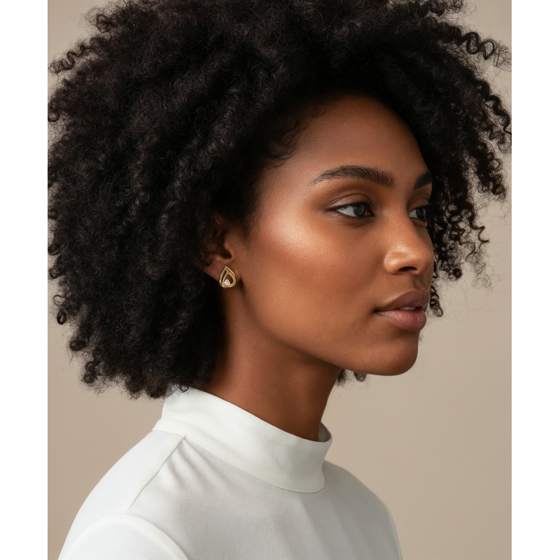 Boucles d'oreilles en or jaune et oxyde de zirconium