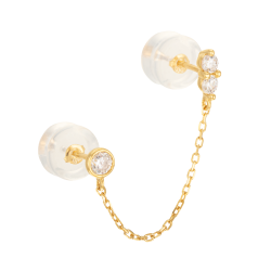 Mono boucle d'oreille en or jaune et oxydes de zirconium